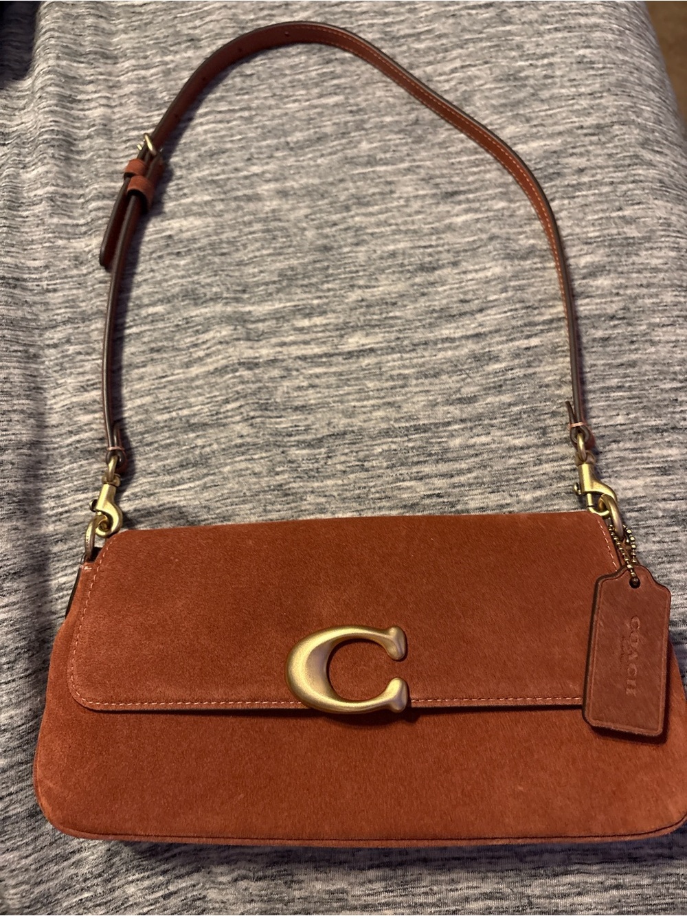 Coach Jet Shoulder Bag in Clay Suede
